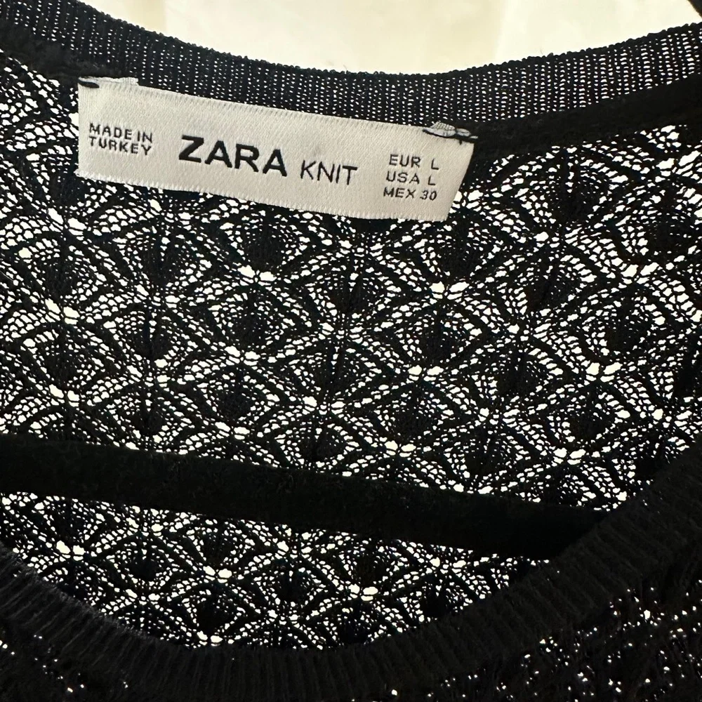 Zara Black Knit Patterned Top